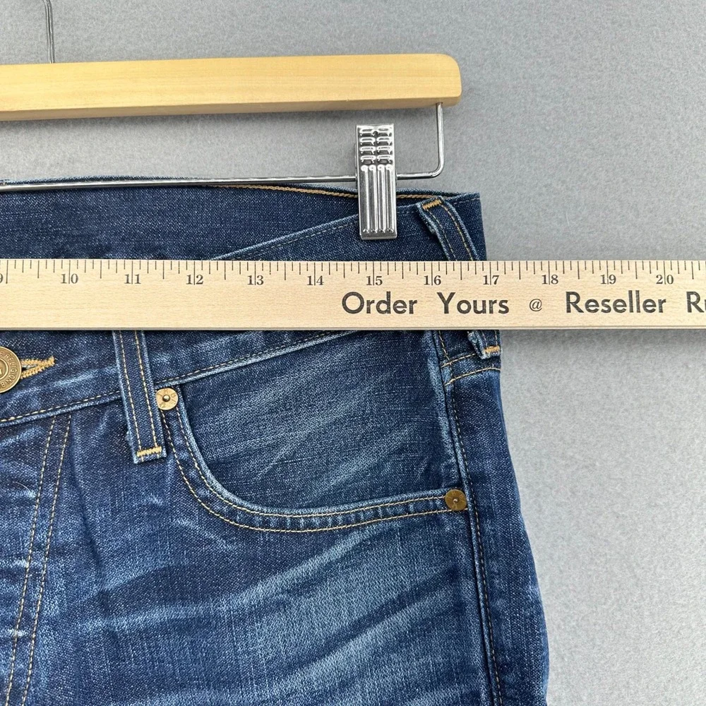 True Religion Geno Jeans Made In USA Dark Wash Denim 32x29 Whiskers Fade Leather - Picture 4 of 10